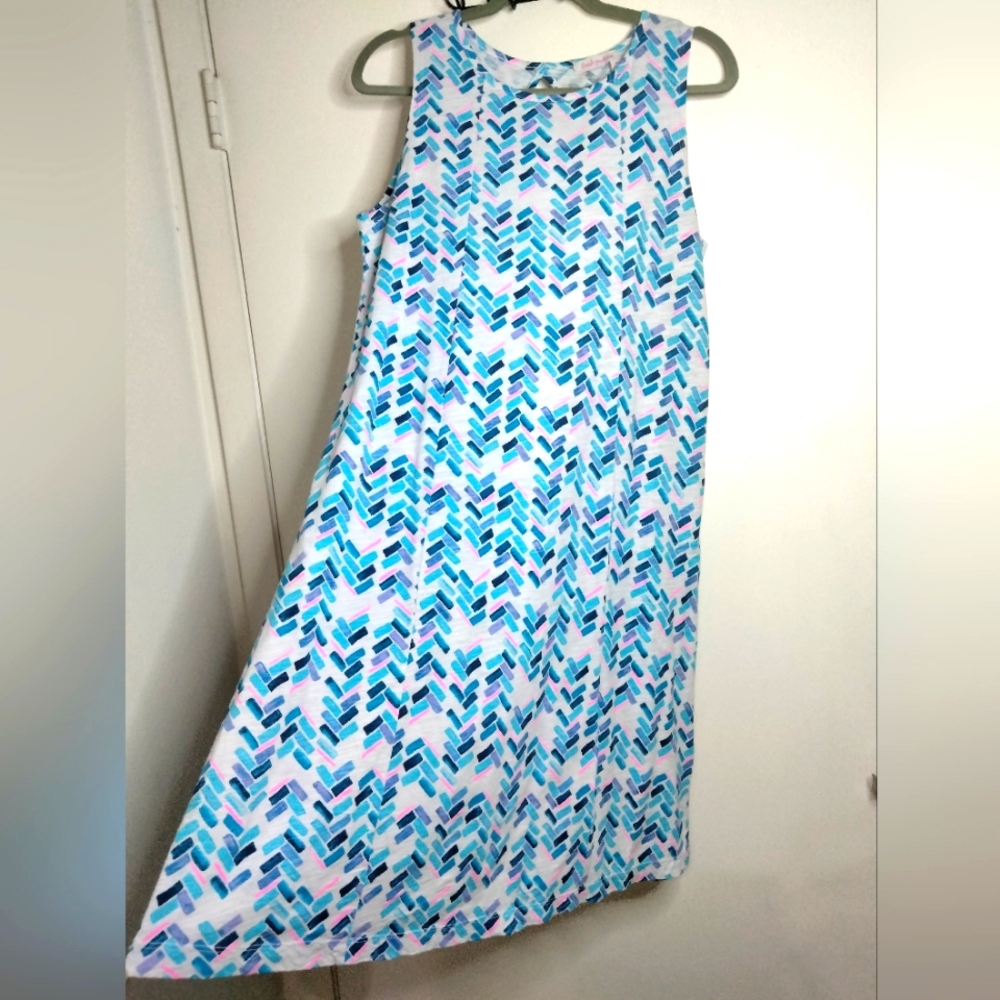 Fresh Produce (Size S) Multicolored Geo Patterned Cotton Sleeveless Shift Dress